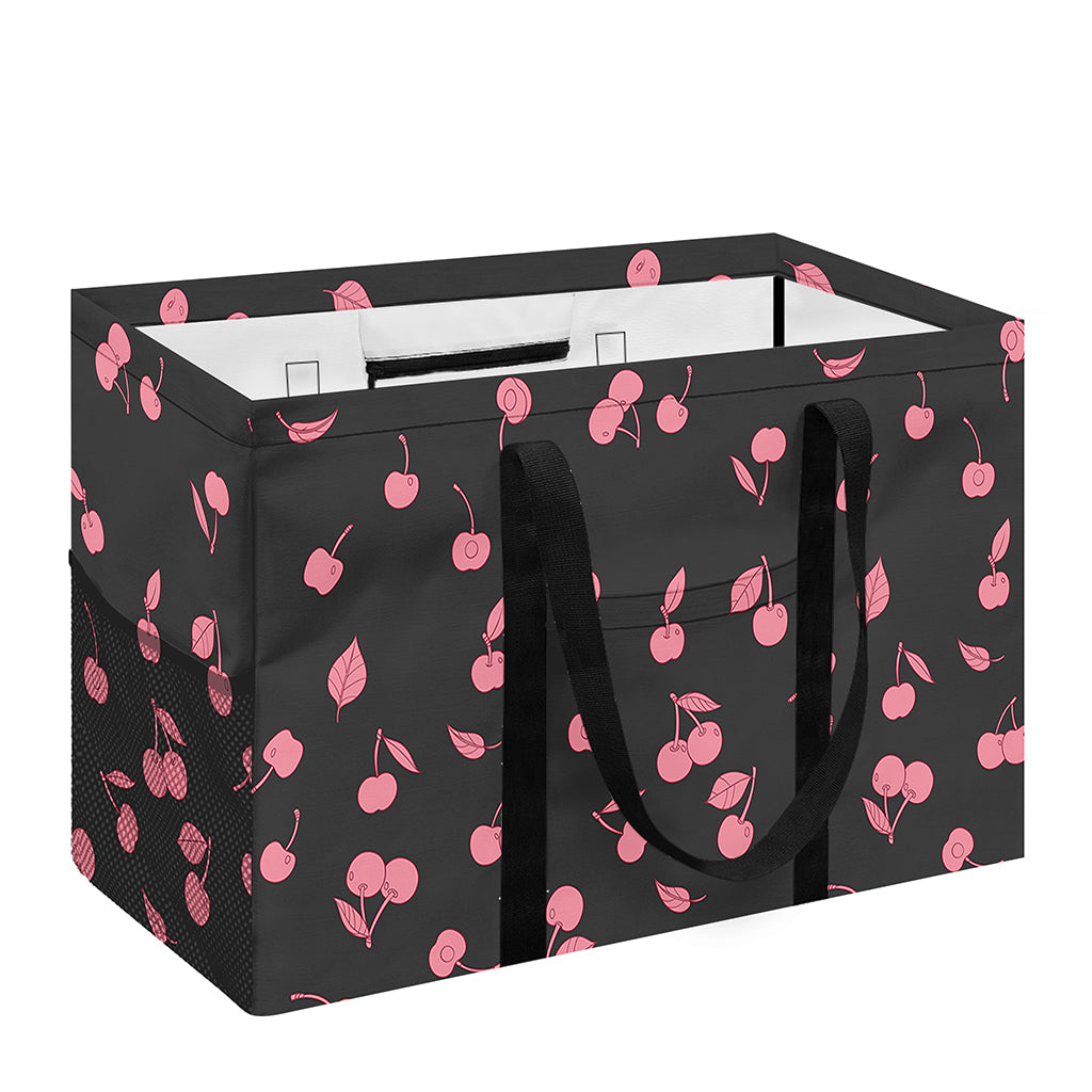 Pink Cherry Pattern Print Utility Tote Bag