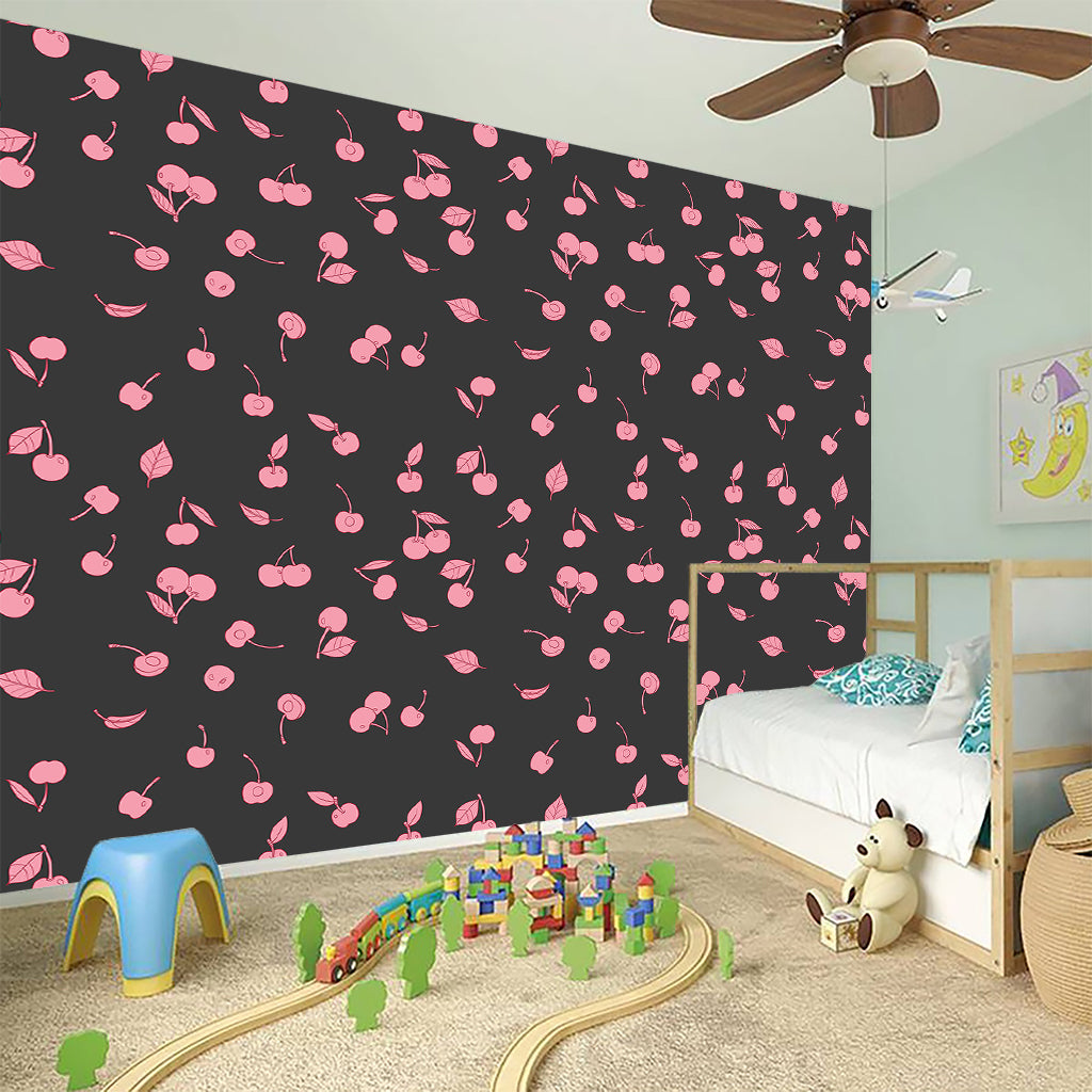 Pink Cherry Pattern Print Wall Sticker