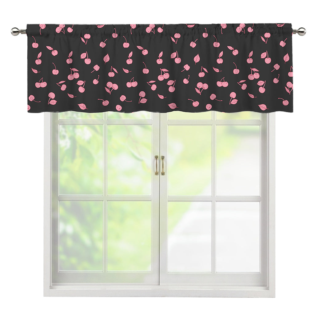 Pink Cherry Pattern Print Window Valance