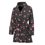 Pink Cherry Pattern Print Women's Bathrobe