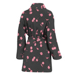 Pink Cherry Pattern Print Women's Bathrobe