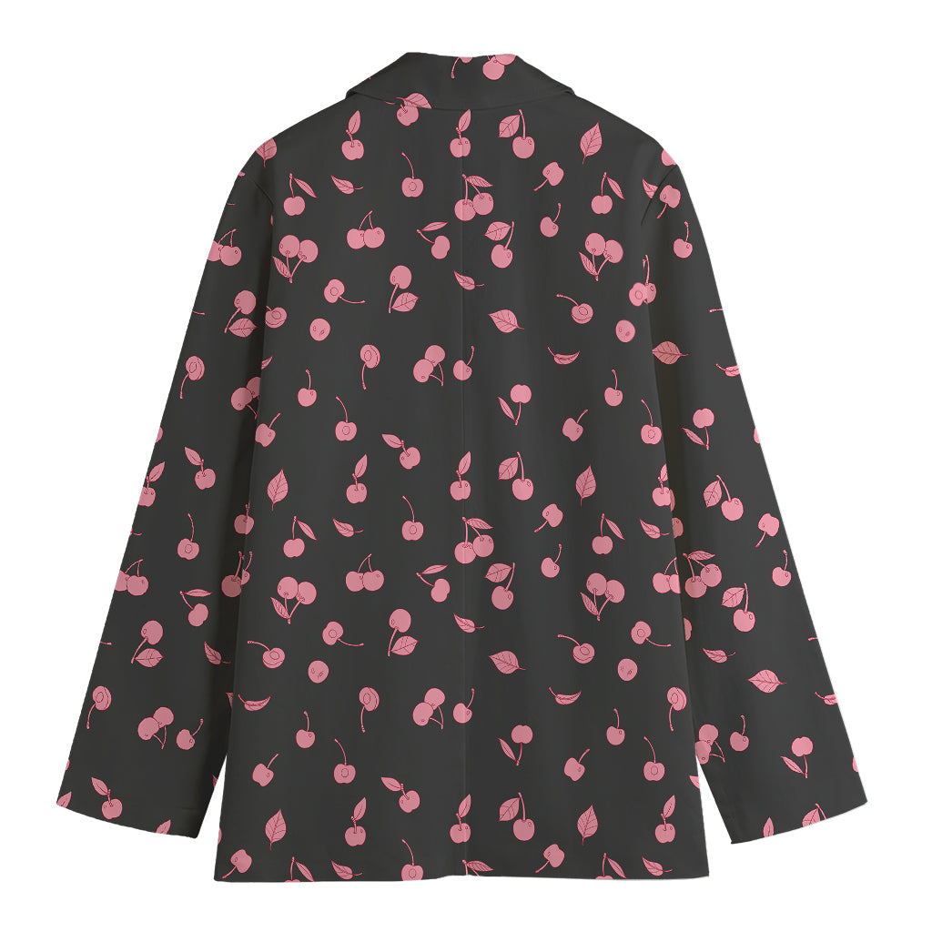 Pink Cherry Pattern Print Women's Blazer