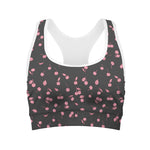 Pink Cherry Pattern Print Women's Sports Bra
