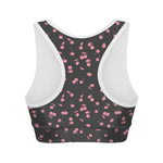 Pink Cherry Pattern Print Women's Sports Bra