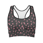Pink Cherry Pattern Print Women's Sports Bra