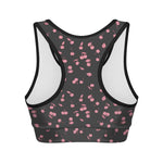 Pink Cherry Pattern Print Women's Sports Bra