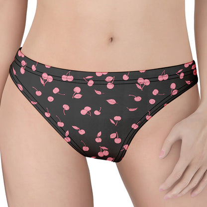 Pink Cherry Pattern Print Women's Thong