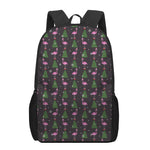 Pink Christmas Flamingo Pattern Print 17 Inch Backpack