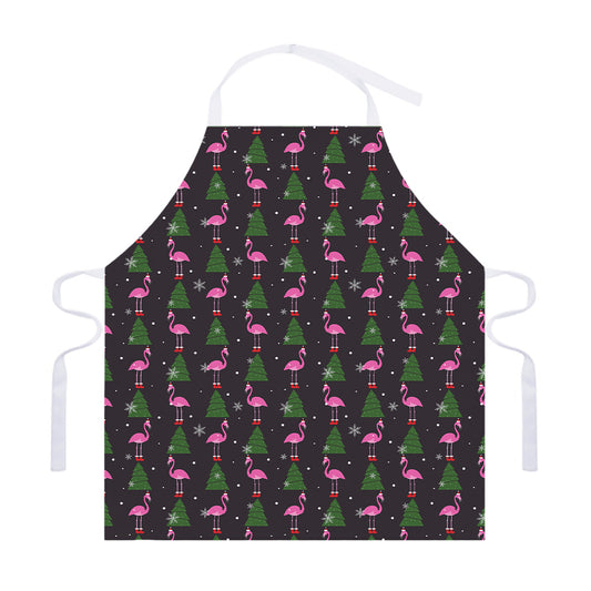 Pink Christmas Flamingo Pattern Print Adjustable Apron