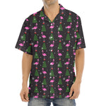 Pink Christmas Flamingo Pattern Print Aloha Shirt