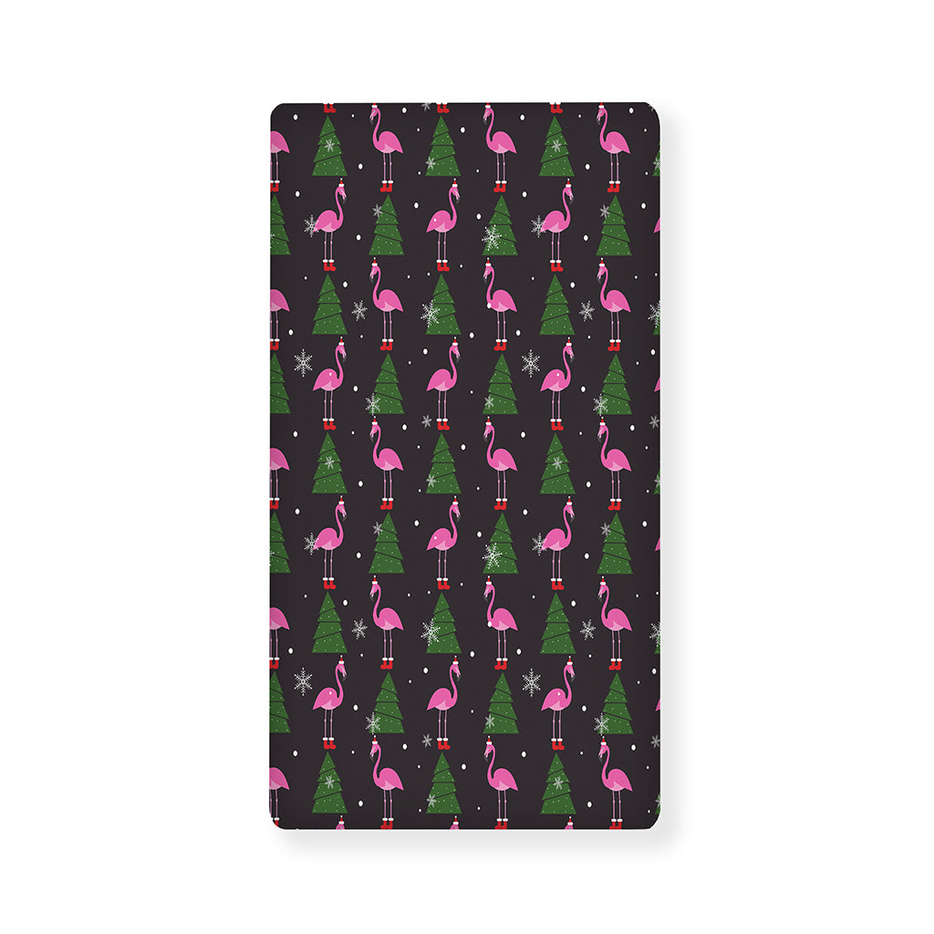 Pink Christmas Flamingo Pattern Print Baby Crib Sheet