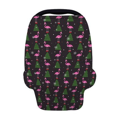 Pink Christmas Flamingo Pattern Print Baby Seat Cover