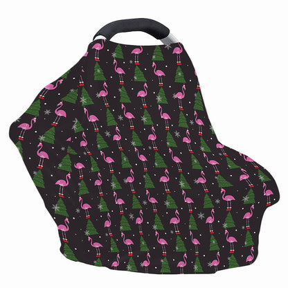 Pink Christmas Flamingo Pattern Print Baby Seat Cover
