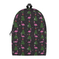 Pink Christmas Flamingo Pattern Print School Backpack