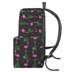 Pink Christmas Flamingo Pattern Print Backpack