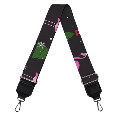Pink Christmas Flamingo Pattern Print Bag Strap