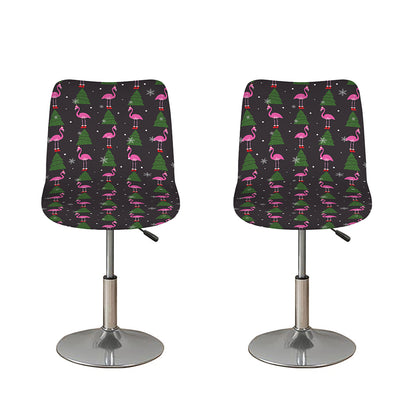 Pink Christmas Flamingo Pattern Print Bar Stool Covers