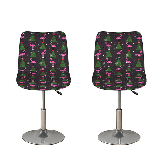 Pink Christmas Flamingo Pattern Print Bar Stool Covers