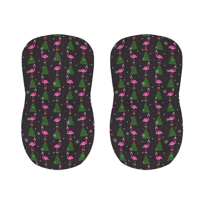 Pink Christmas Flamingo Pattern Print Bar Stool Covers
