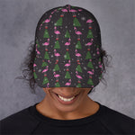 Pink Christmas Flamingo Pattern Print Baseball Cap