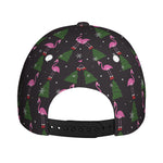 Pink Christmas Flamingo Pattern Print Baseball Cap