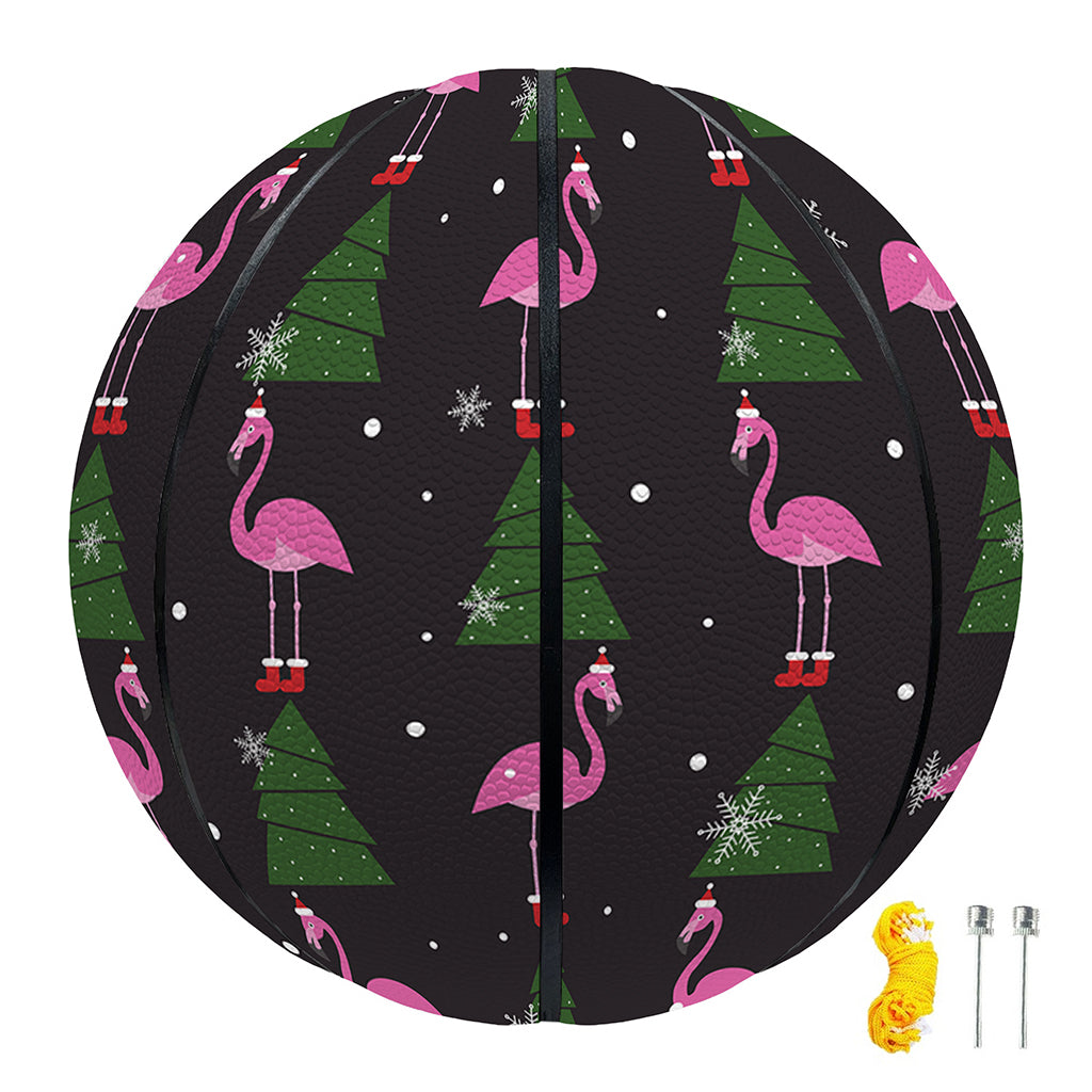 Pink Christmas Flamingo Pattern Print Basketball