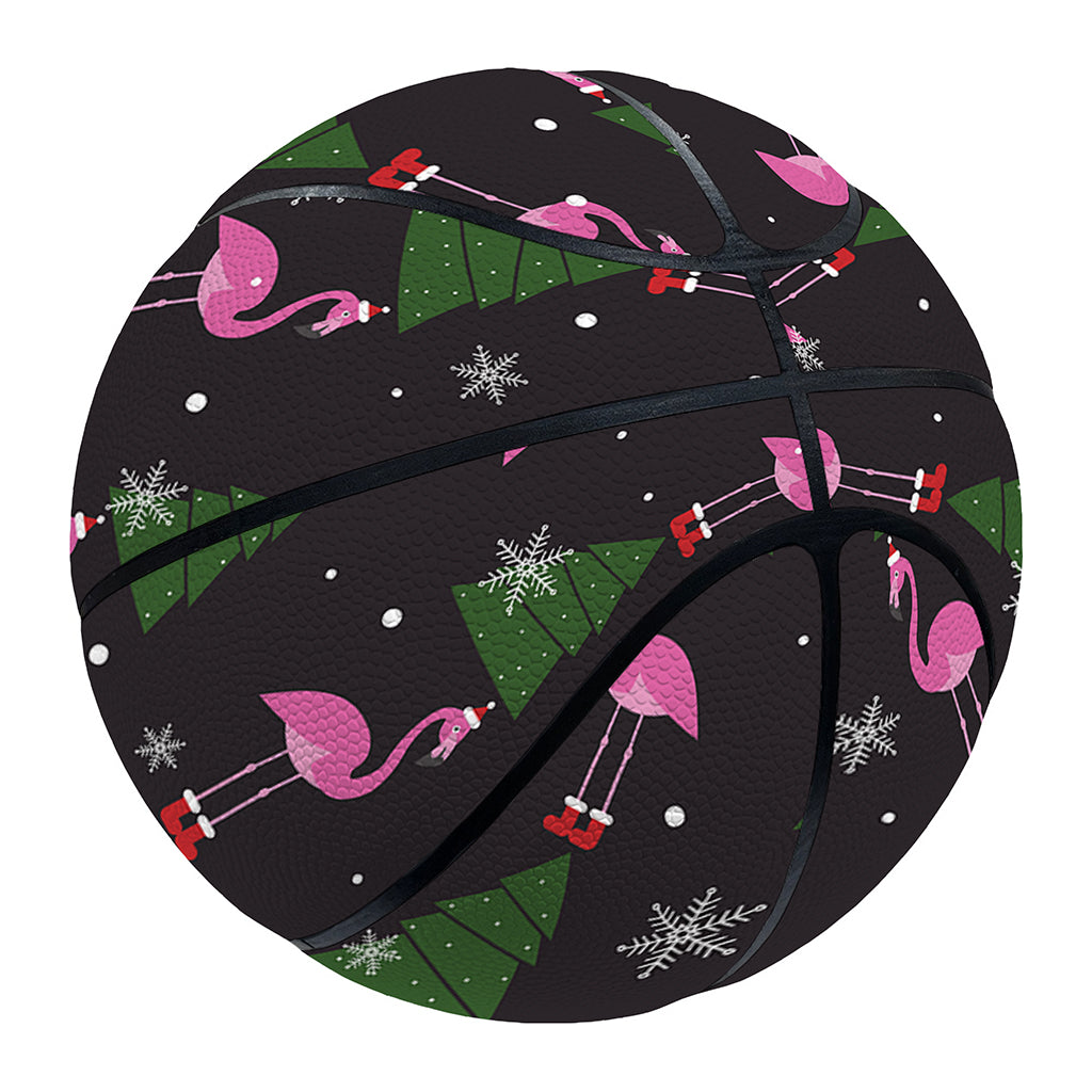 Pink Christmas Flamingo Pattern Print Basketball