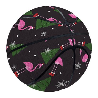Pink Christmas Flamingo Pattern Print Basketball