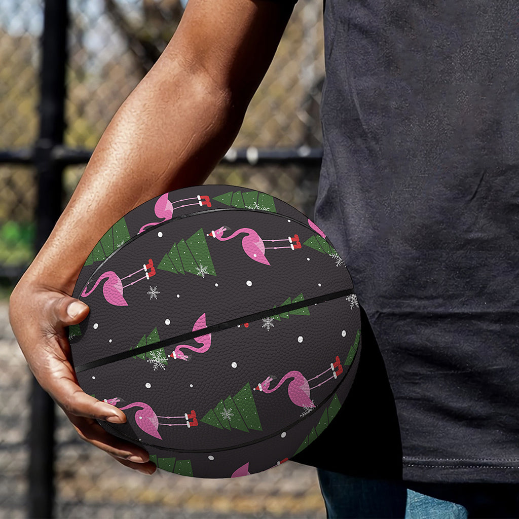 Pink Christmas Flamingo Pattern Print Basketball