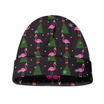 Pink Christmas Flamingo Pattern Print Beanie