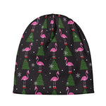 Pink Christmas Flamingo Pattern Print Beanie