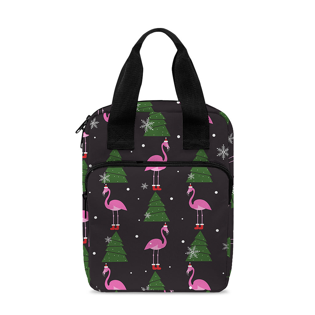 Pink Christmas Flamingo Pattern Print Bible Tote Bag
