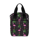 Pink Christmas Flamingo Pattern Print Bible Tote Bag