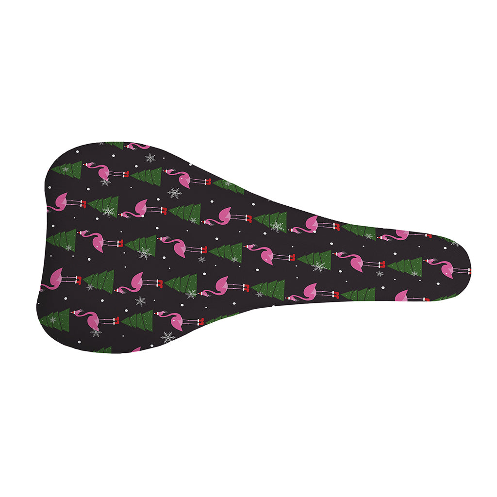 Pink Christmas Flamingo Pattern Print Bicycle Seat Cover