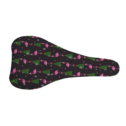 Pink Christmas Flamingo Pattern Print Bicycle Seat Cover