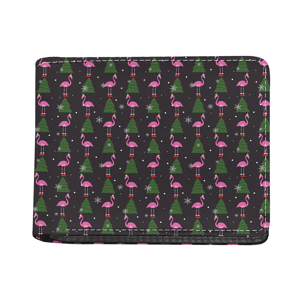 Pink Christmas Flamingo Pattern Print Bifold Wallet