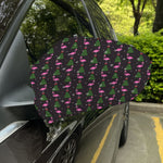 Pink Christmas Flamingo Pattern Print Car Side Mirror Covers