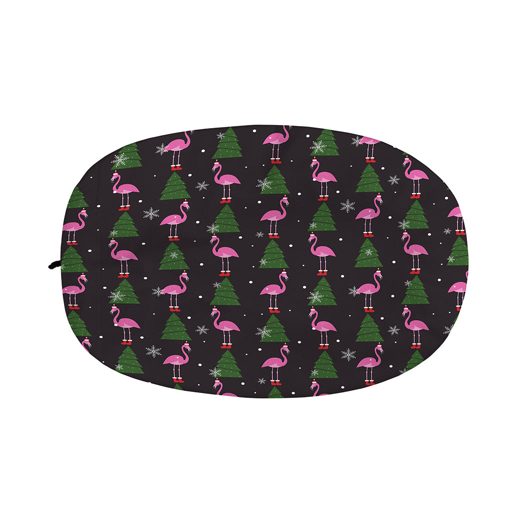 Pink Christmas Flamingo Pattern Print Car Side Mirror Covers