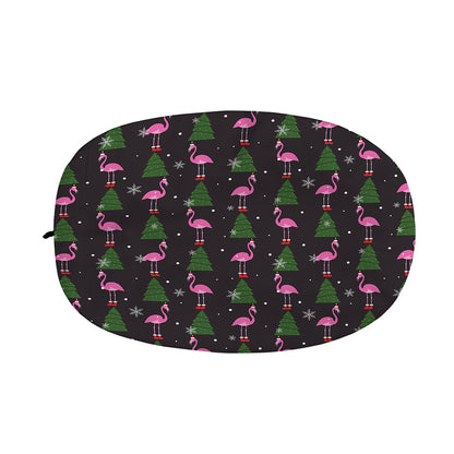 Pink Christmas Flamingo Pattern Print Car Side Mirror Covers