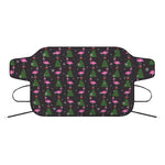 Pink Christmas Flamingo Pattern Print Car Windshield Snow Cover