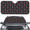 Pink Christmas Flamingo Pattern Print Car Windshield Sun Shade