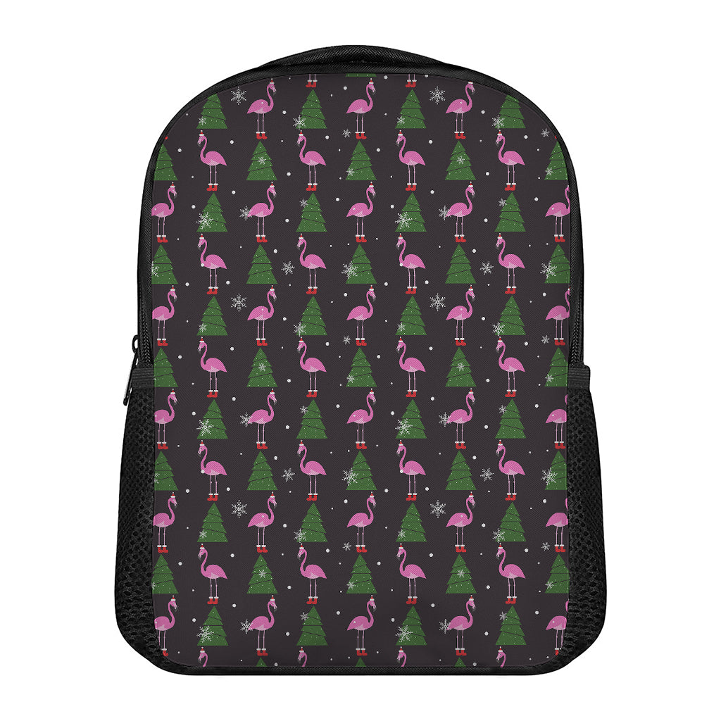 Pink Christmas Flamingo Pattern Print Casual Backpack