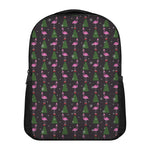 Pink Christmas Flamingo Pattern Print Casual Backpack