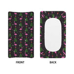 Pink Christmas Flamingo Pattern Print Changing Pad Cover