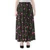 Pink Christmas Flamingo Pattern Print Chiffon Maxi Skirt