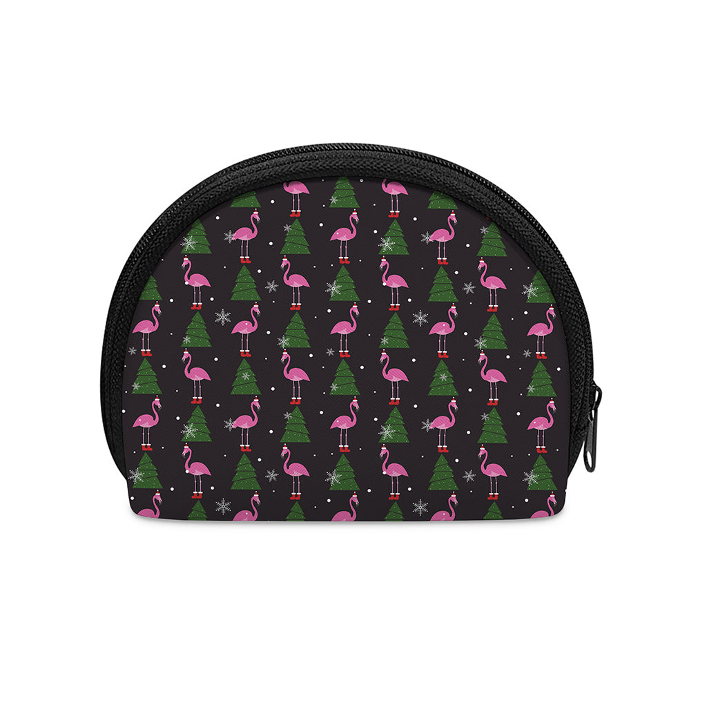 Pink Christmas Flamingo Pattern Print Coin Purse