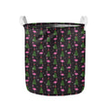 Pink Christmas Flamingo Pattern Print Collapsible Laundry Basket