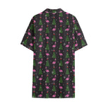 Pink Christmas Flamingo Pattern Print Cotton Hawaiian Shirt