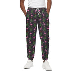 Pink Christmas Flamingo Pattern Print Cotton Pants