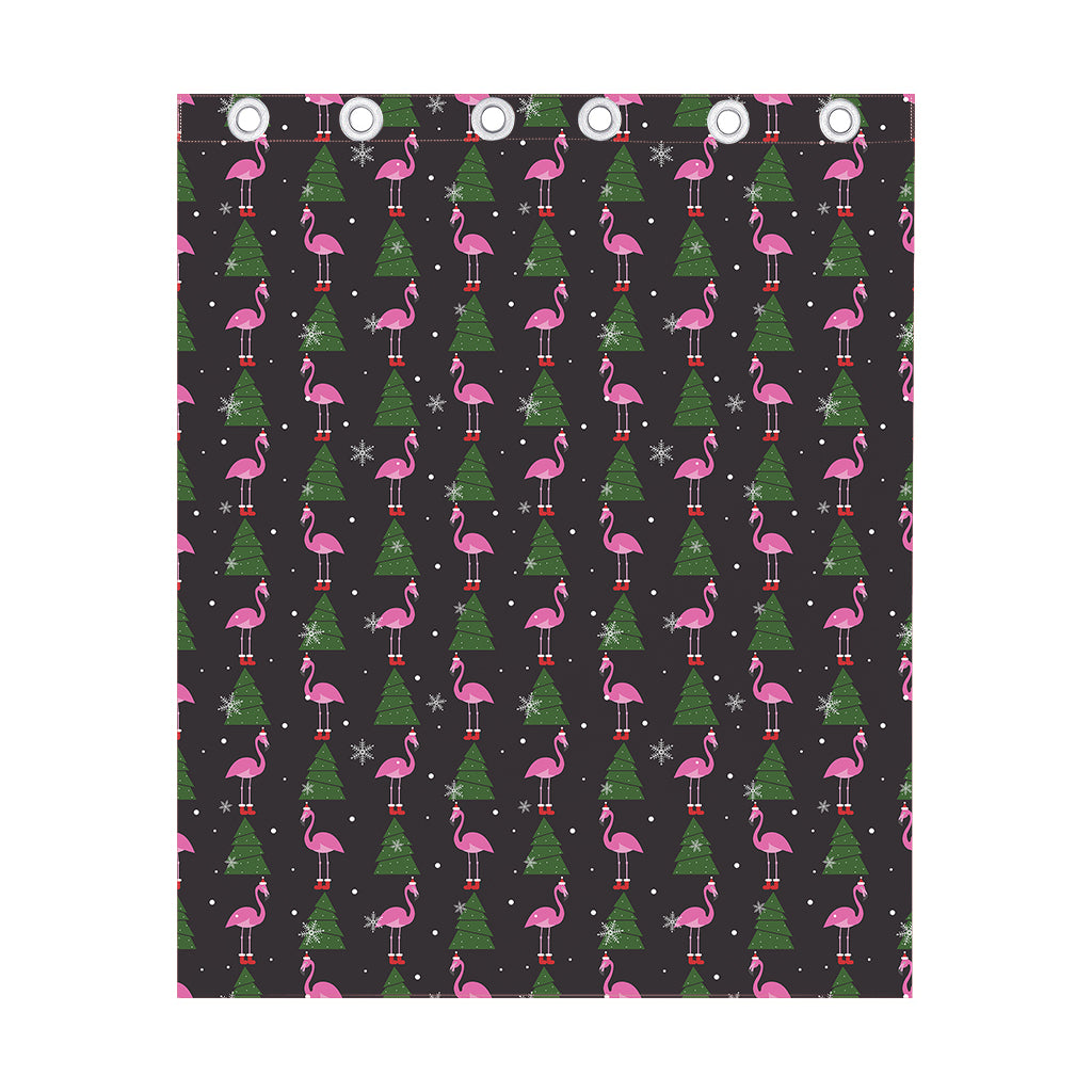 Pink Christmas Flamingo Pattern Print Curtain